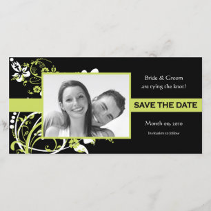 Lime Green and Black Save the Date Photo Cards