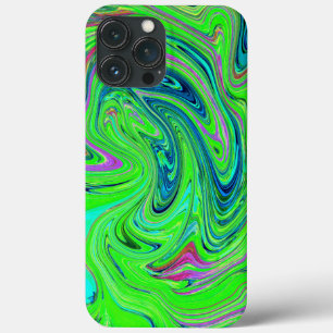 Lime Green and Blue Groovy Abstract Retro Art iPhone 13 Pro Max Case