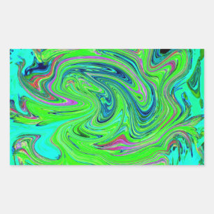 Lime Green and Blue Groovy Abstract Retro Art Sticker