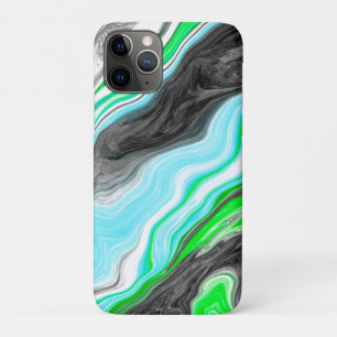 Lime Green and Blue Marble like Swirls   iPhone 11 Pro Case