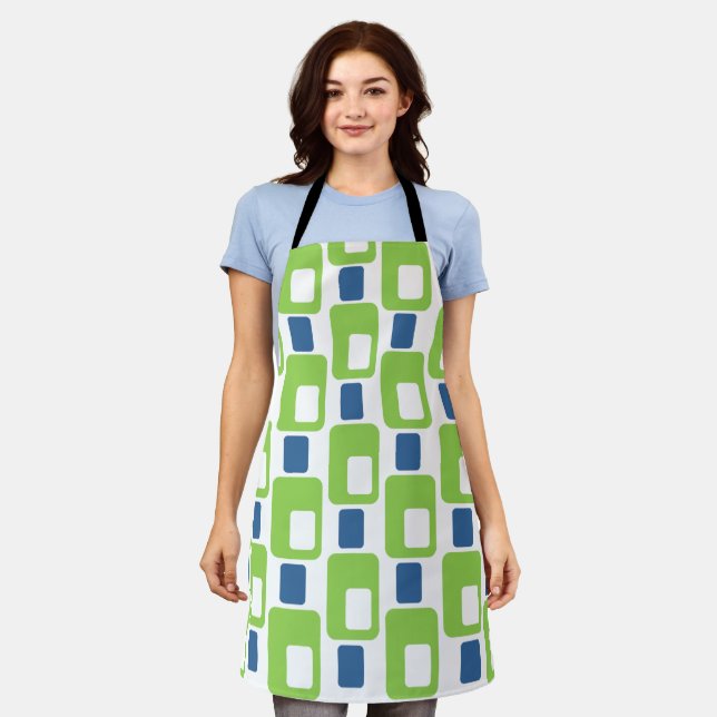 Lime Green and Blue Rectangles Apron (Worn)