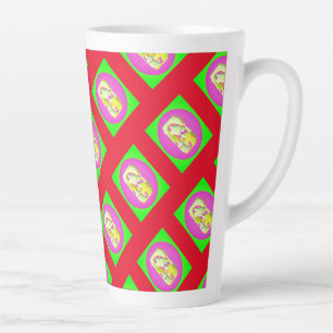 Lime Green and bright purple patterns              Latte Mug