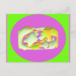 Lime Green and bright purple patterns Pane Postcard
