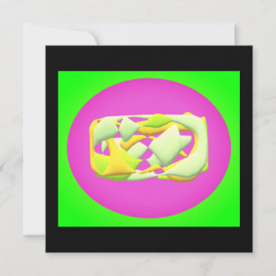 Lime Green and bright purple patterns Postcard