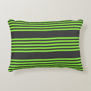 Lime green and charcoal five stripes pattern accent pillow