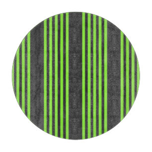 Lime green and charcoal five stripes pattern cutting board
