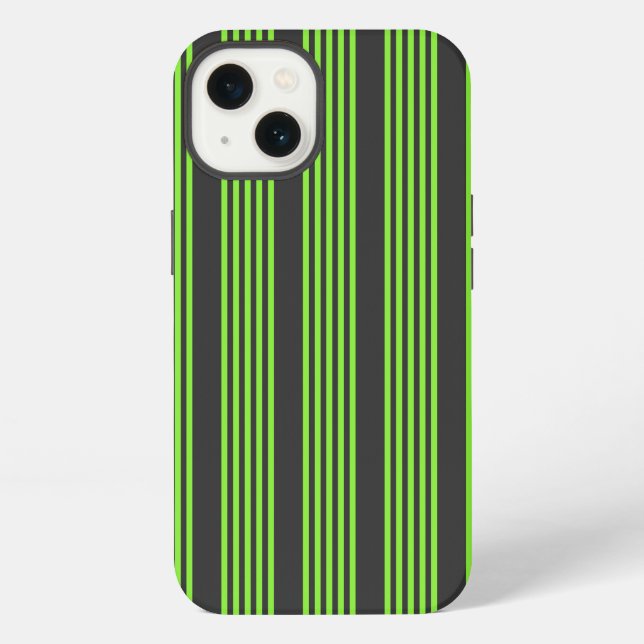 Lime green and charcoal five stripes pattern iPhone case (Back)