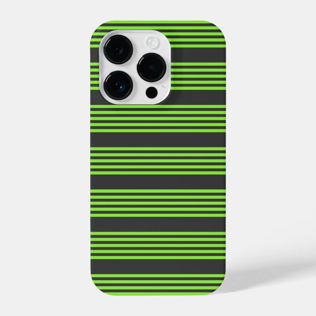 Lime green and charcoal five stripes pattern iPhone case (Back)