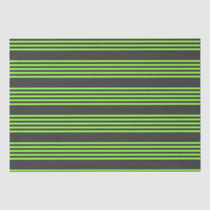 Lime green and charcoal five stripes pattern tissue paper