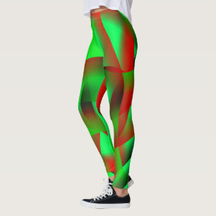 Lime green and clear red undulation, with shadow? leggings