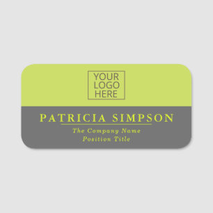Lime Green and Dark Grey Fusion Elegance Name Tag