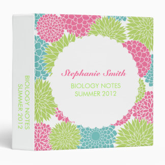 Lime Green and Hot Pink Summer Blossoms Binder