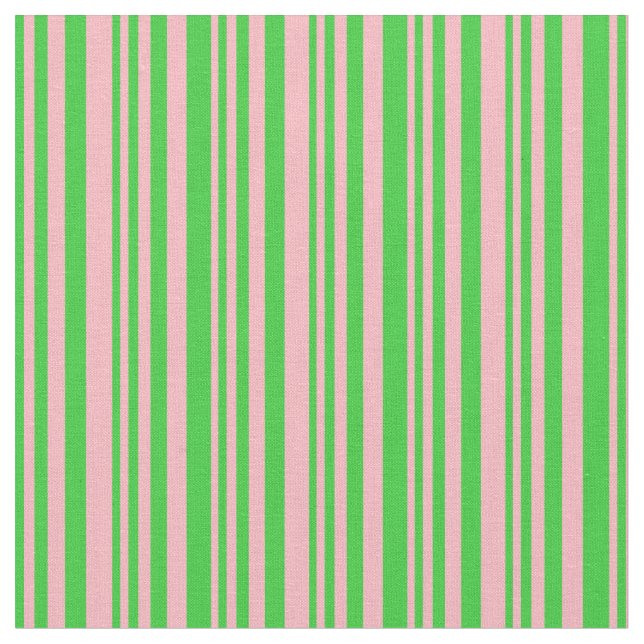 Lime Green and Light Pink Coloured Stripes Pattern Fabric (Close Up)