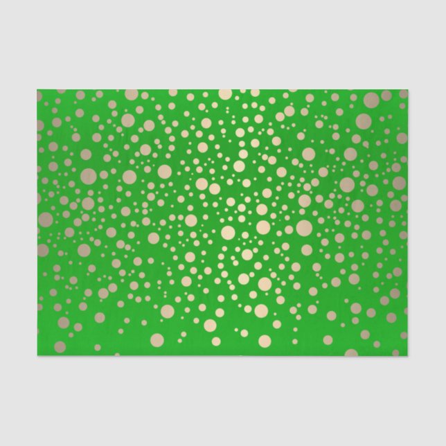Lime Green and Metallic Gold Confetti Tissue Paper (Front)
