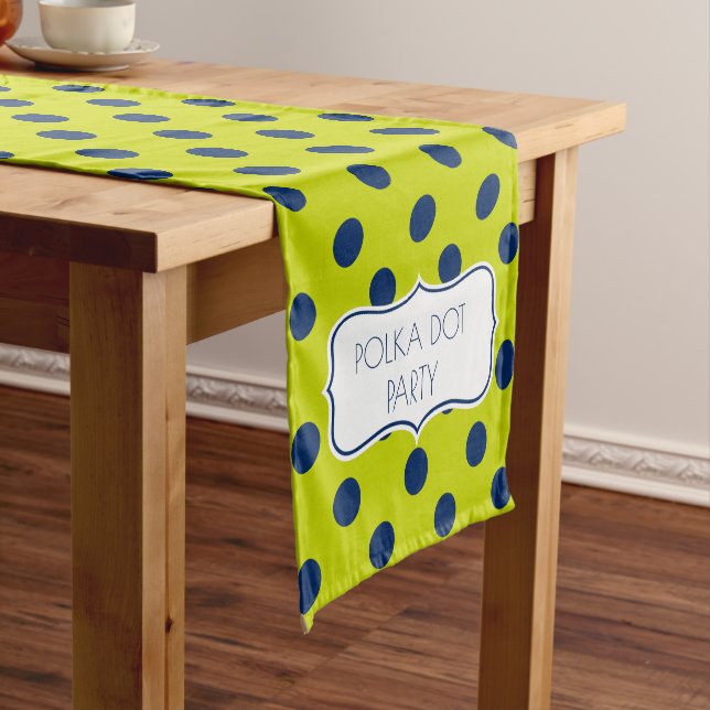 Lime Green and Navy Blue Personalized Short Table Runner (In Situ)