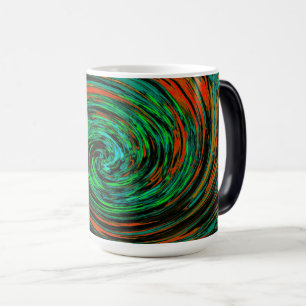 Lime Green and Orange Abstract Retro Twirl Magic Mug