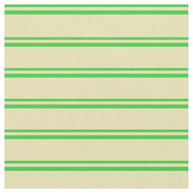 Lime Green and Tan Coloured Stripes Pattern Fabric (Close Up)