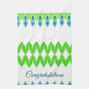Lime green and teal kitchen towel