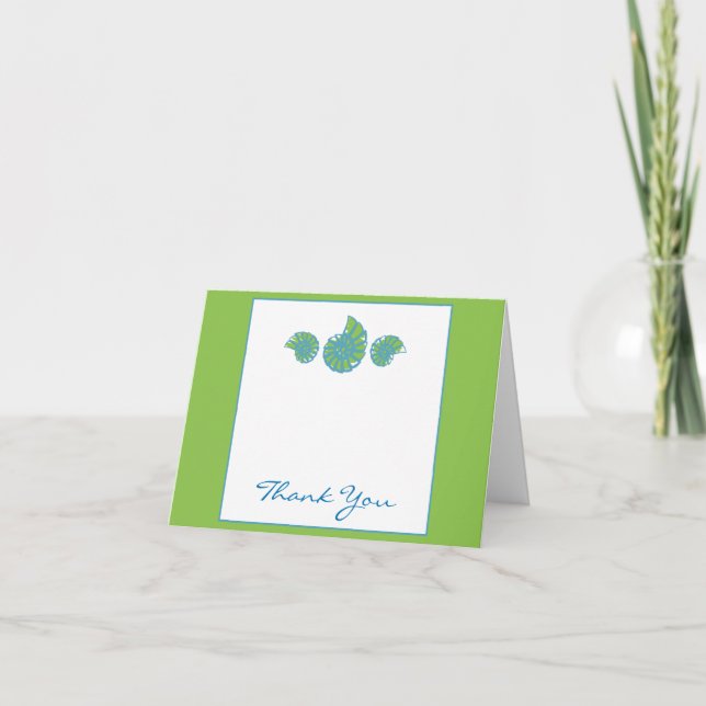 Lime Green and Turquoise Seashell Thank You (Front)