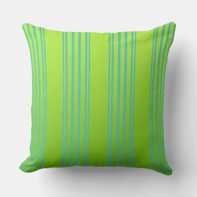 Lime Green And Turquoise Throw Pillow (Front)