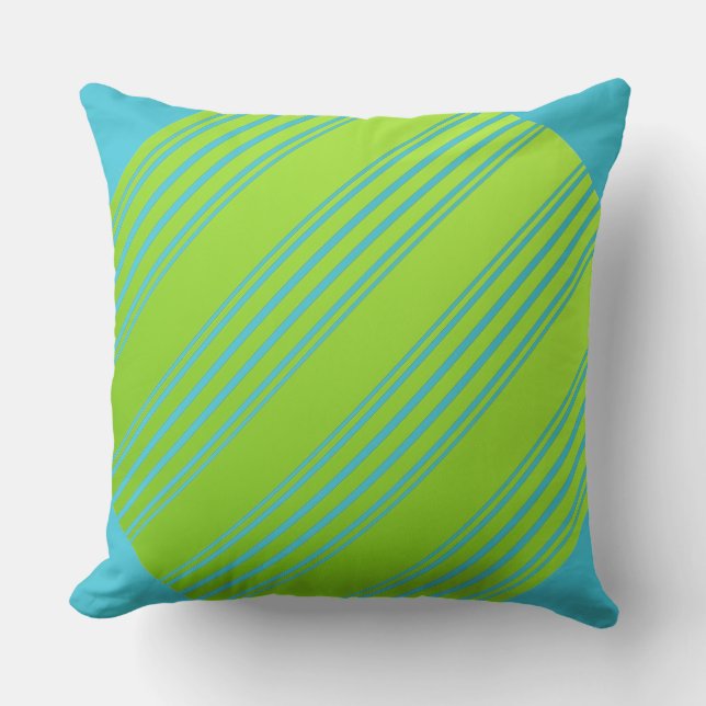 Lime Green And Turquoise Throw Pillow (Front)