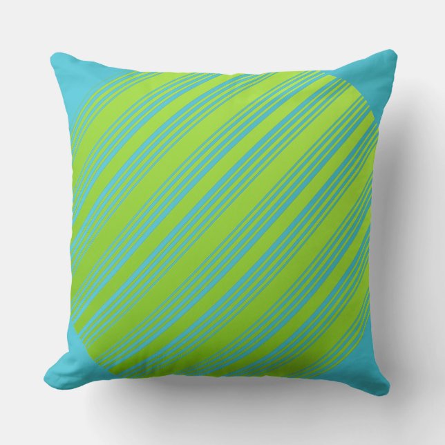 Lime Green And Turquoise Throw Pillow (Front)