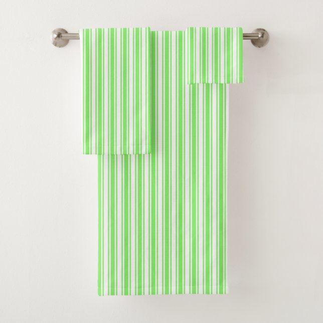 Lime green and white candy stripes bath towel set (Insitu)