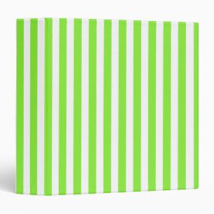Lime green and white candy stripes binder
