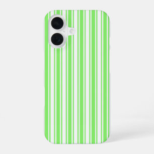 Lime green and white candy stripes iPhone 16 case