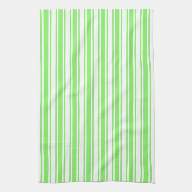 Lime green and white candy stripes kitchen towel (Vertical)