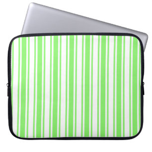 Lime green and white candy stripes laptop sleeve