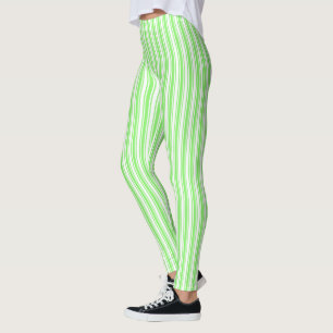 Lime green and white candy stripes leggings