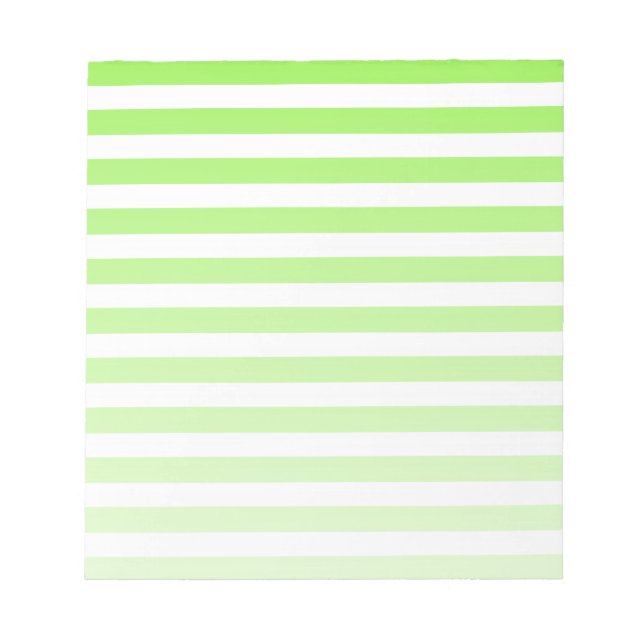 Lime green and white candy stripes notepad (Front)