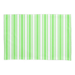 Lime green and white candy stripes pillowcase