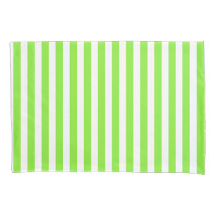 Lime green and white candy stripes pillowcase