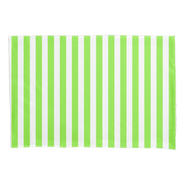 Lime green and white candy stripes pillowcase (Front)