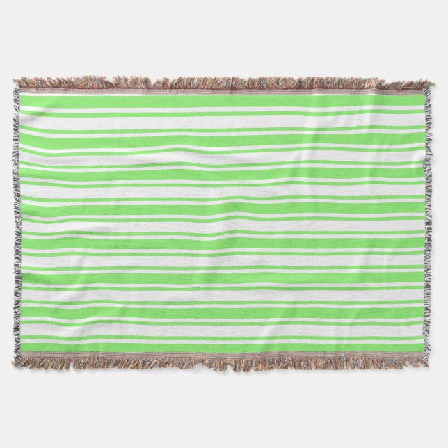 Lime green and white candy stripes throw blanket (Front)