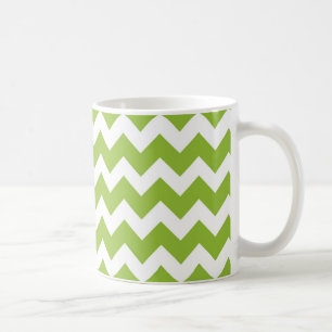 Lime Green and White Chevron Stripe Coffee Mug