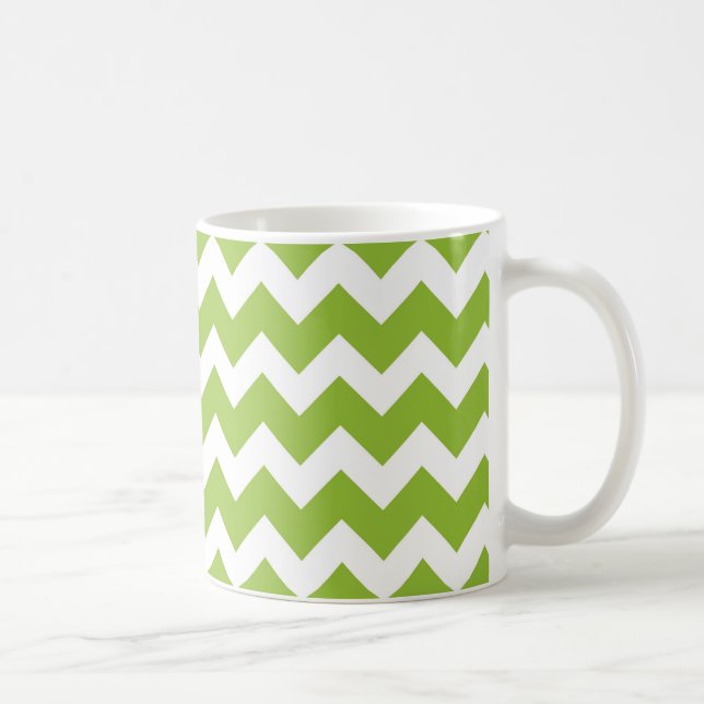 Lime Green and White Chevron Stripe Coffee Mug (Right)