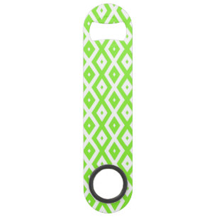 Lime green and white diamond pattern bar key