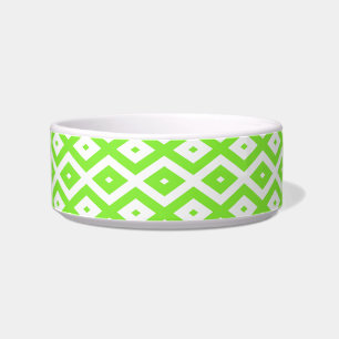 Lime green and white diamond pattern bowl