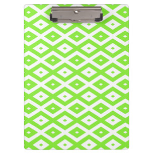 Lime green and white diamond pattern clipboard