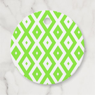 Lime green and white diamond pattern favour tags