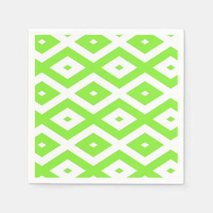 Lime green and white diamond pattern napkin