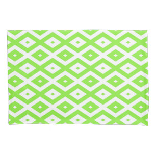 Lime green and white diamond pattern pillowcase