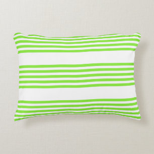Lime green and white five stripes pattern accent pillow
