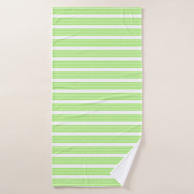 Lime green and white five stripes pattern bath towel (Bath Towel)