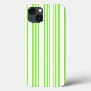 Lime green and white five stripes pattern iPhone 13 case