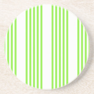 Lime green and white five stripes pattern coaster