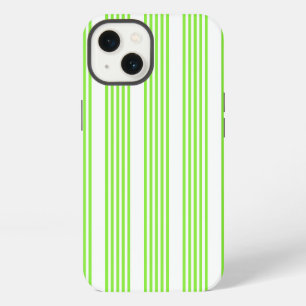 Lime green and white five stripes pattern iPhone 13 case